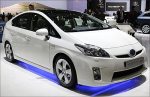  A Toyota Prius 3 is displayed during the first media day of the 79th Geneva Car Show at the Palexpo in Geneva. 